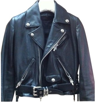 Silver Cross CHROME HEARTS Black Leather Biker jacket