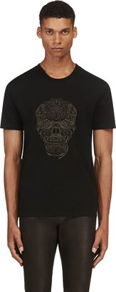 Alexander McQueen Black Skull & Hands Embroidered T-Shirt