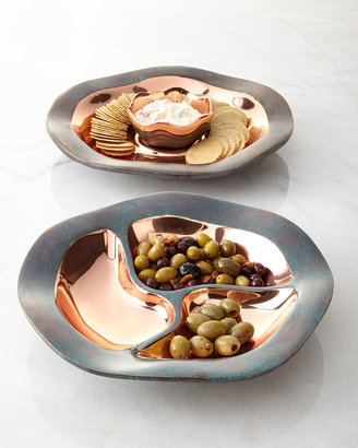 Nambe Copper Canyon Chip & Dip and Divided Server