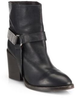 Brunello Cucinelli Monili Leather Beaded Harness Ankle Boots
