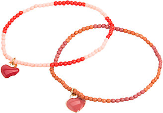 Mango Kids Girls' Beaded Heart Bracelets, Pack of 2, Multi