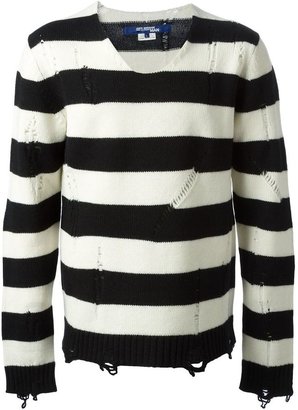 Comme des Garcons JUNYA WATANABE MAN distressed knit striped sweater