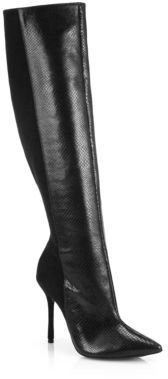 Alice + Olivia Donovan Knee-High Embossed Leather Boots