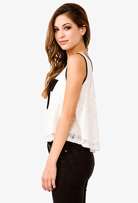 Forever 21 Contrast Bow Lace Tank