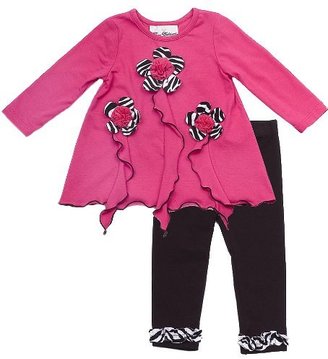 Rare Editions Infant Girl Fuchsia Black Zebra Legging Outfit Size 18M