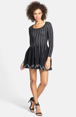 Charlie Jade Embroidered Fit & Flare Sweater Dress