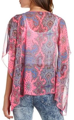 Charlotte Russe Neon Paisley Print Kimono Top