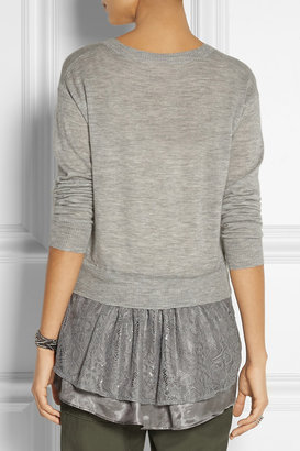 Clu Lace and satin-trimmed cashmere cardigan