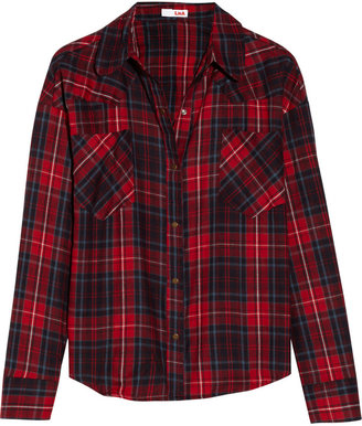 LnA Cropped plaid cotton-flannel shirt