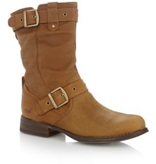 Caterpillar Light brown leather zipped mid ankle boots