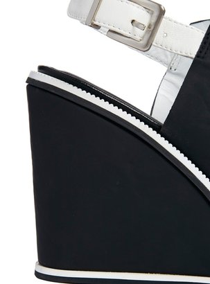 Senso Olive White/ Black Colour Block Wedge Sandals