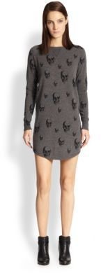 Dexter Cashmere Skull-Print Sweaterdress