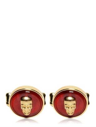 Alexander McQueen Gold And Red Skull Cufflinks