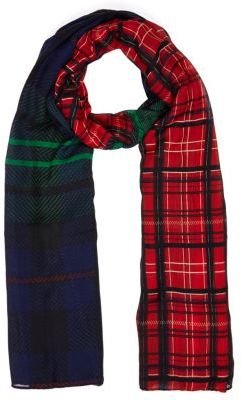 River Island Red and navy two-tone tartan scarf