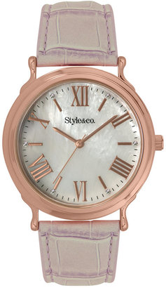 Style&Co. Women's Pastel Pink Croc-Embossed Strap Watch 38mm 10022517