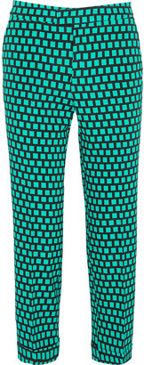 Etro Cropped printed stretch-faille straight-leg pants