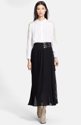 The Kooples Lace Inset Crepe Blouse