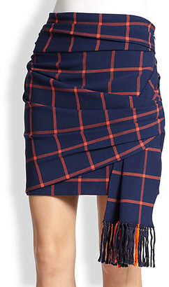 Thakoon Plaid Asymmetrical Wrap-Around Skirt