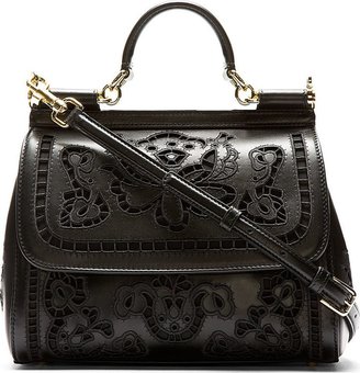 Dolce & Gabbana Black Floral Embroidered Miss Sicily Bag