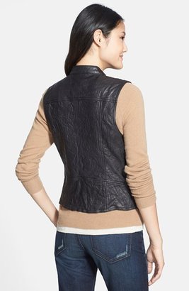 Halogen Crinkled Leather Moto Vest (Regular & Petite)