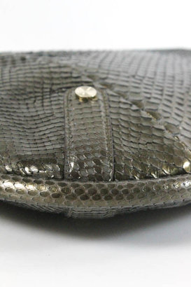 Gucci NEW Dark Olive Metallic Python Front Logo Britt Shoulder Handbag EVHB