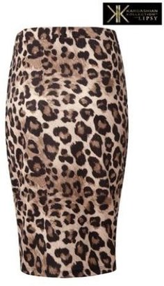 Lipsy Kardashian Animal Print Zip Pencil Skirt