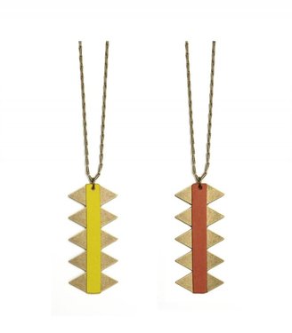 Satine reversible leather long necklace - yellow & red
