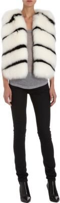 Barneys New York Striped Fox Fur Vest