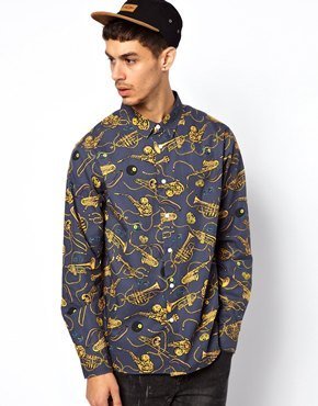 Stussy Shirt in All Over Brass Print - blue