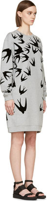 McQ Grey Velvet Swallow Sweatshirt Dress