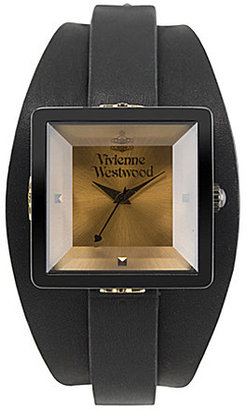 Vivienne Westwood Cube gold dial black bangle watch