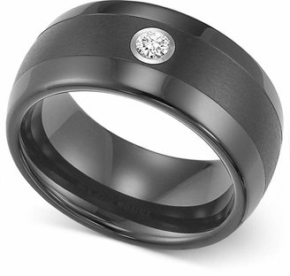 Triton Men's Black Tungsten Ring, Diamond Wedding Band (1/10 ct. t.w.)