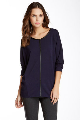Vince Camuto Pleather Trim Jersey Saturday Tee