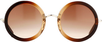 The Row Ombre Round Circle Sunglasses, Brown