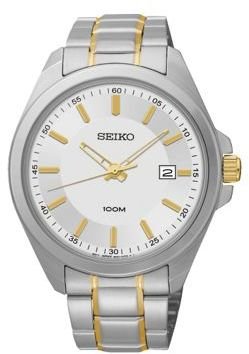 Seiko Men's silver dial two tone bracelet watch