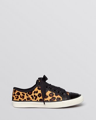 Tory Burch Flat Lace Up Sneakers - Marin Leopard Print