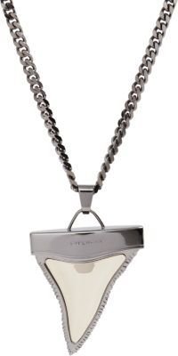 Givenchy Ruthenium & Pale Gold Small Shark's Tooth Pendant Necklace
