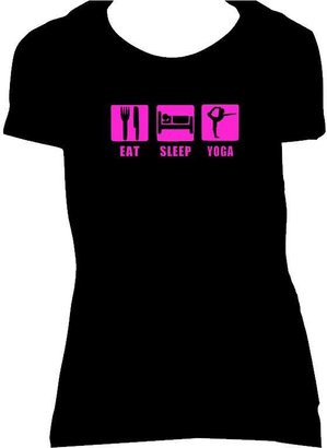 American Apparel Eat Sleep Yoga Womens Fitted T-Shirt Workout Fitness Ladies Tee