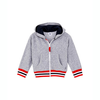 Petit Bateau Boy’S Hooded And Zippered Sweatshirt In Fine Terry Cloth Bouclette