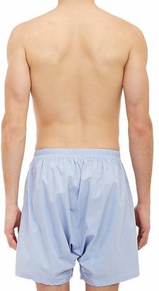 Barneys New York Men's Cotton Poplin Boxer Shorts - Blue