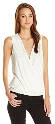 Three Dots Women's Sleeveless Wrap Top with Details