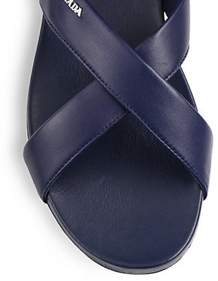 Prada Crisscross Leather Sandals