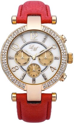Little Mistress Mother of Pearl Dial, Stone Set Gold T-bar with Coral Strap Ladies Watch