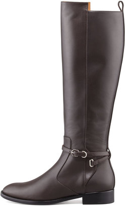 Balenciaga Papier Leather Buckled Knee-High Riding Boot