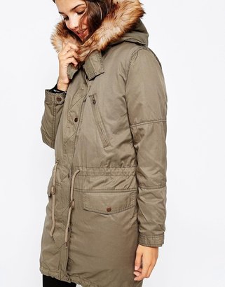 ASOS COLLECTION Parka With Detachable Faux Fur Lining & Hood