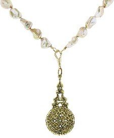 Catherine Michiels Juliette Locket in Gold with Freshwater Pearls