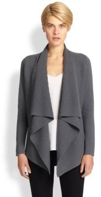 Saks Fifth Avenue Wool/Cashmere Ribbed Waterfall Cardigan