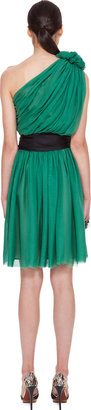 Lanvin Green Silk Drape Dress