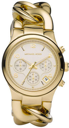 KORS Michael Mid-Size Gold Tone Stainless Steel Runway Twist Chronograph Watch-GOLD-One Size