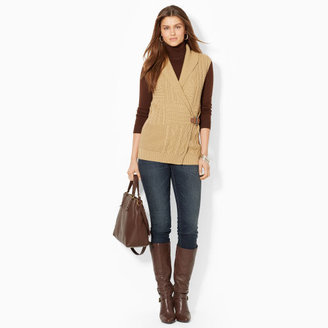 Ralph Lauren Wrap Shawl-Collar Sweater Vest